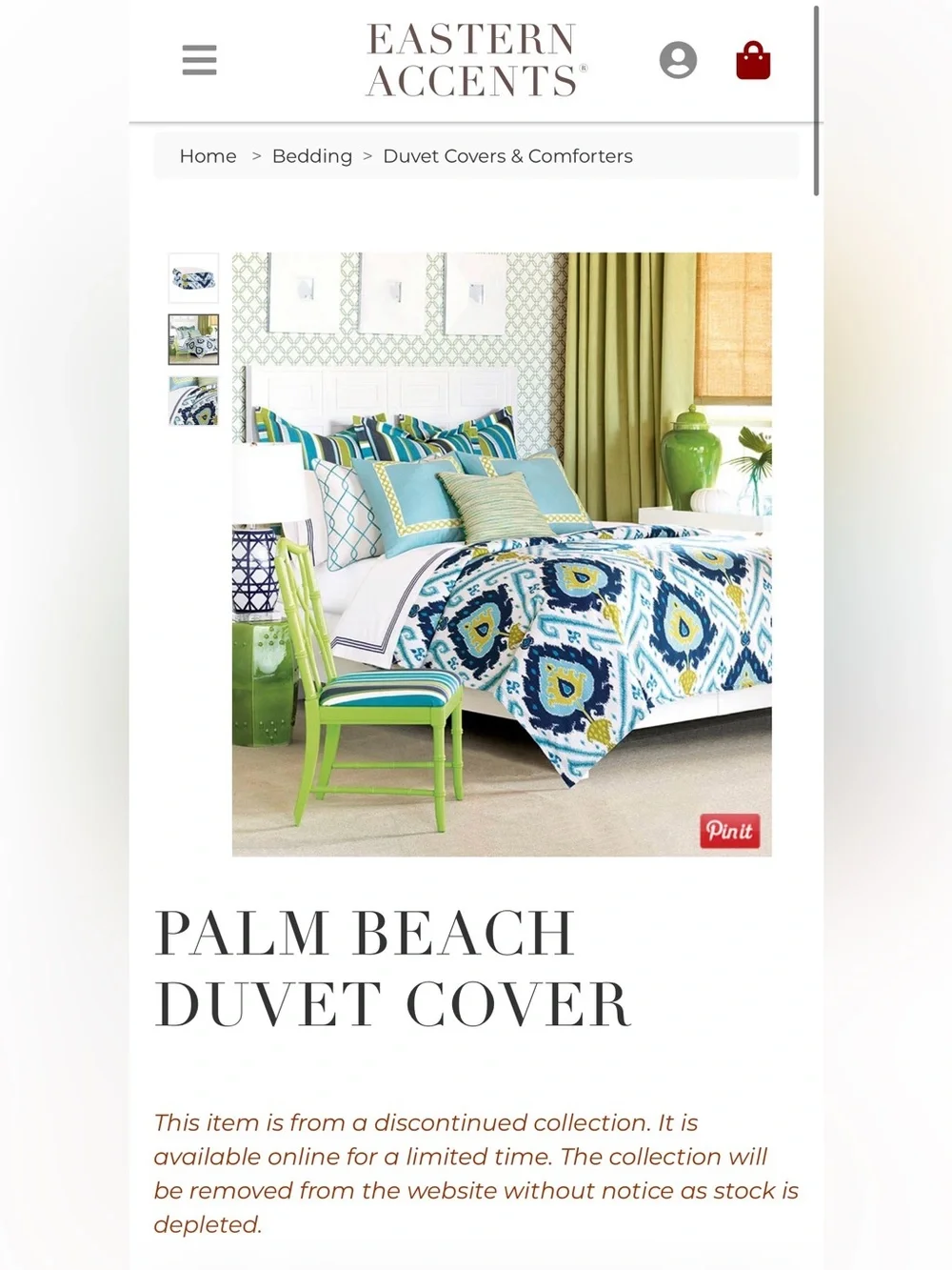 Barclay Butera by Eastern Accents Palm Beach Duvet Cover